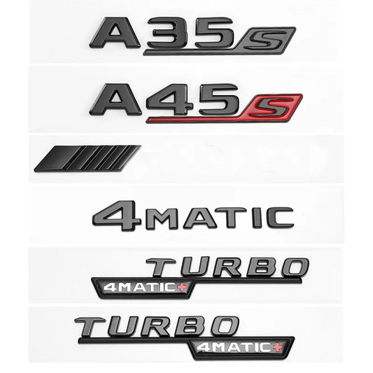 3D ABS Glossy Black Letters A35 A45 A45S Turbo 4matic Emblem for Mercedes Benz AMG Car Fender Trunk Rear W176 W177 Logo Sticker