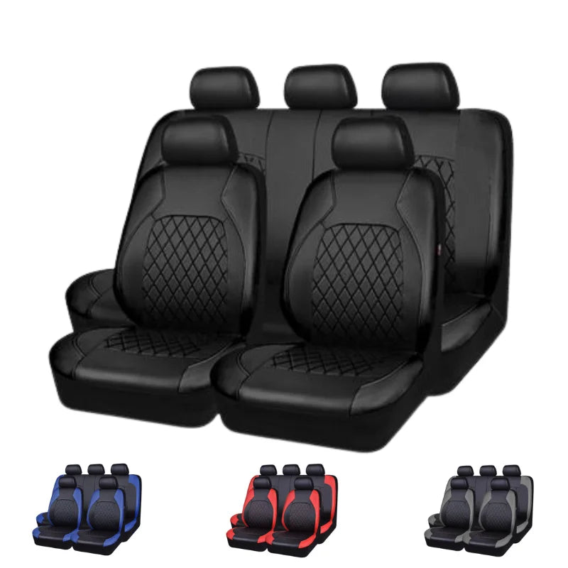 Full Surrounded Waterproof All Season Protective Interior Pu Leather Universal Leather Car Seat Cover Accessory Full Set