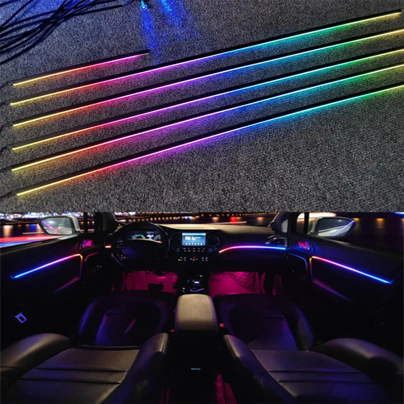 Universal Ambient Lights 64 Color For House & Cars Interior Acrylic Light Guide Fiber Optic Car Decoration Atmosphere Light 18 in1