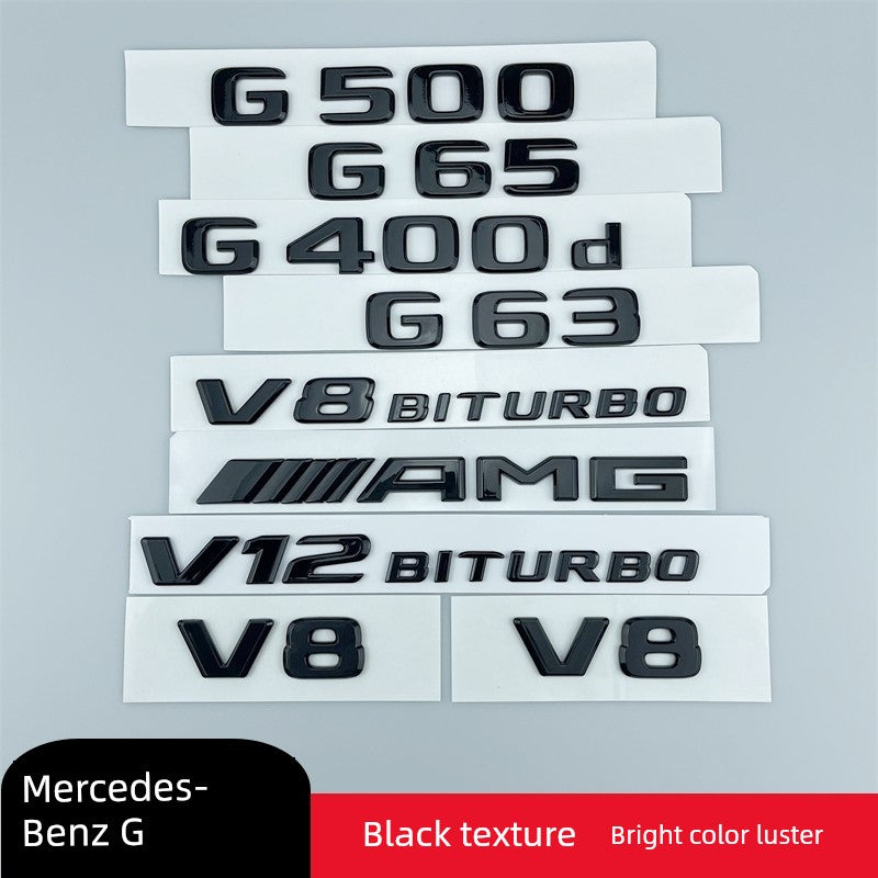 Applicable to Mercedes-Benz Black Logo G-Class G500g350 G550 Restoration Amgg63 Tail Word Mark Black Warrior Car Badge Sticker