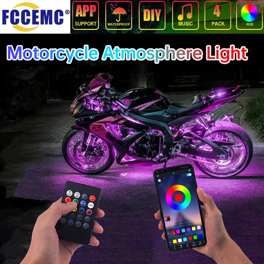 LED Motorcycle Car Atmosphere Foot Light Remote Control Flexible Waterproof