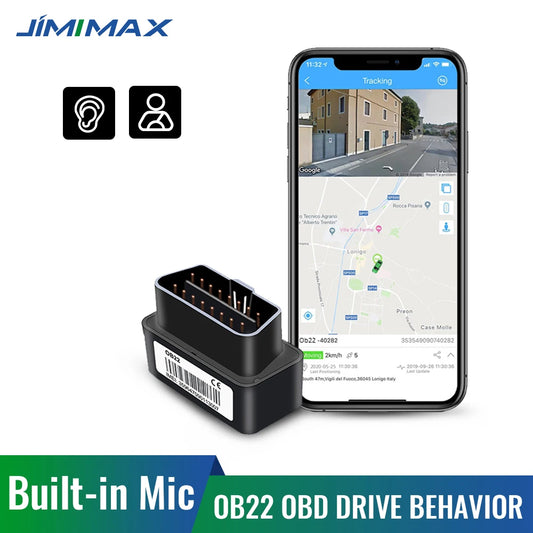 JIMIMAX OB22 Mini OBD GPS Tracker Voice Monitor Car Locator 16Pin Plug Real Time Position Alarm Geo-fence Tracking Device APP PC