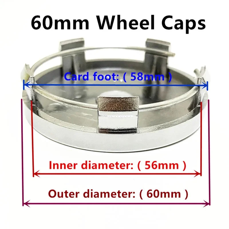 4 Pcs 50mm 55mm 56mm 60mm 63mm 65mm 68mm 70mm 75mm 76mm Car Wheel Center Caps Rim Hubcap Hub Cover Logo Badge Emblem Accessories