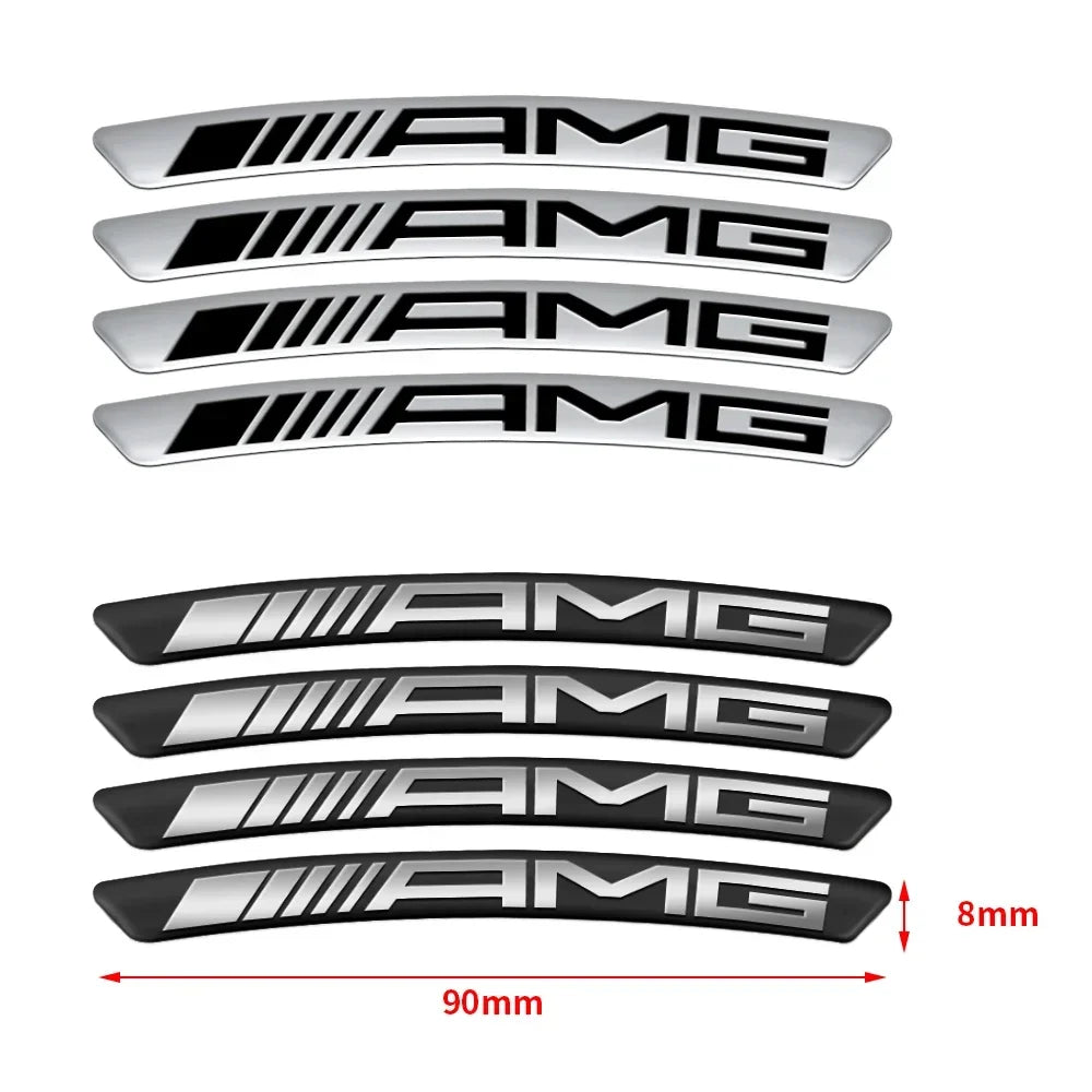 4Pcs Aluminum Wheel Rim Stickers Decal for Mercedes-benz CLA CLS W203 W204 W205 W210 W211 W212 W463 W464 W164 W176 Car Styling