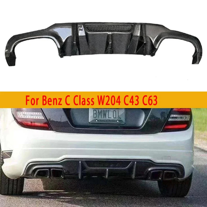 For Mercedes Benz C Class W204 C63 C43 12-14 Carbon Fiber Car Rear Bumper Diffuser Rear Splitters Spoiler Back lip body kit