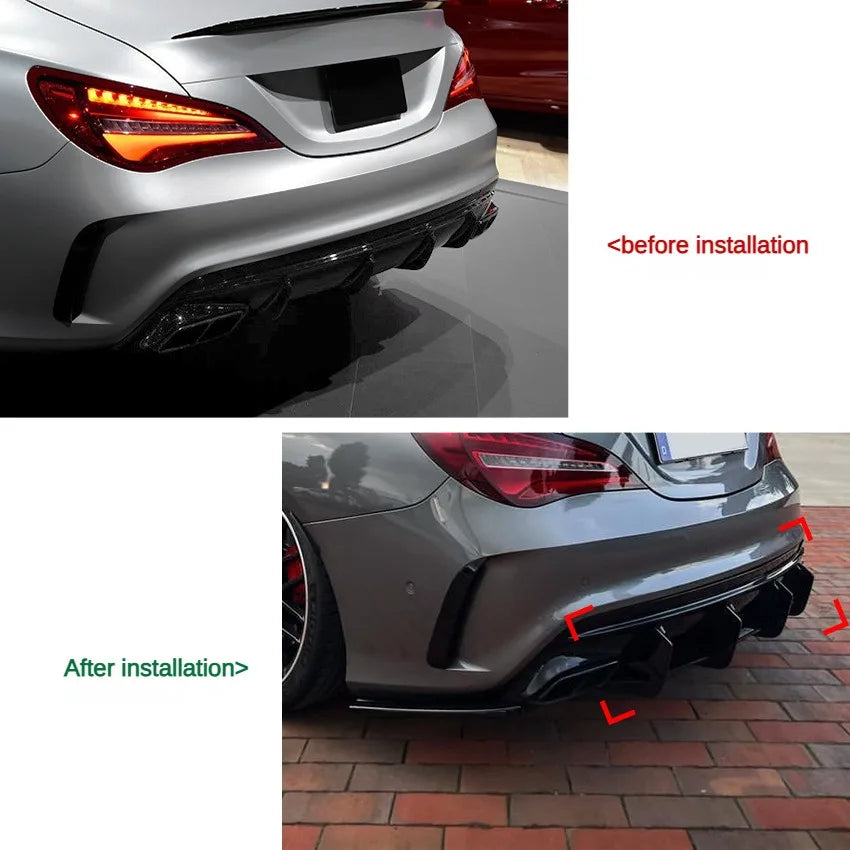 Car Rear Bumper Lower Diffuser Lip Body Kit for Mercedes Benz CLA Class W117 C117 CLA45 AMG Sedan 2016-2019