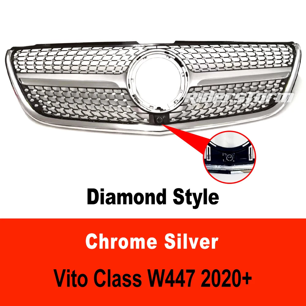 2015-2022 For V Class Grill For vito W447 Diamond Grille For V260  V220 Racing diamond front grille front mesh V class grillle