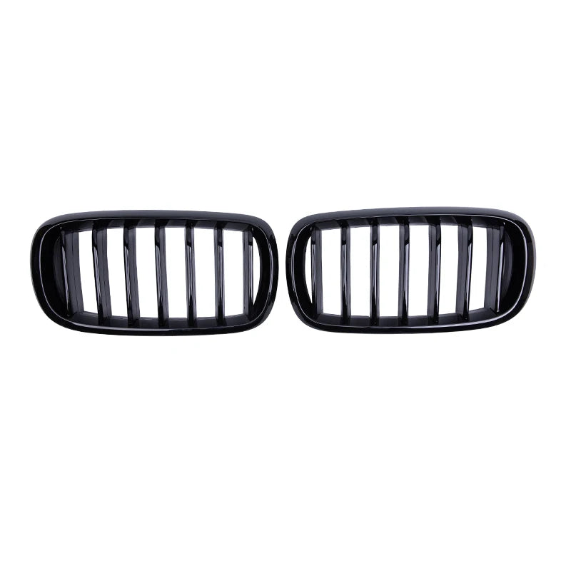 Pulleco For BMW X5 X6 F15 F16 Car Front Bumper Kidney Grill Hood Grillle Gloss Black Single Slat Grilles 14-17 New Racing Grills