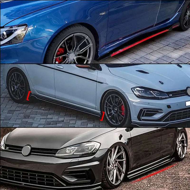 Universal Red Black 2.2M Side Skirt Extensions Car Side Skirts Winglet Splitters Lip For Benz For VOLKSWAGEN For Ford