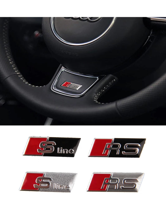 Car Aluminium Alloy Steering Wheel Sticker Emblem for Audi SLine Logo A3 A4 A5 A6 A7 A8 Q3 Q5 RS3 RS4 RS5 RS6 S3 S4 S5 Badge