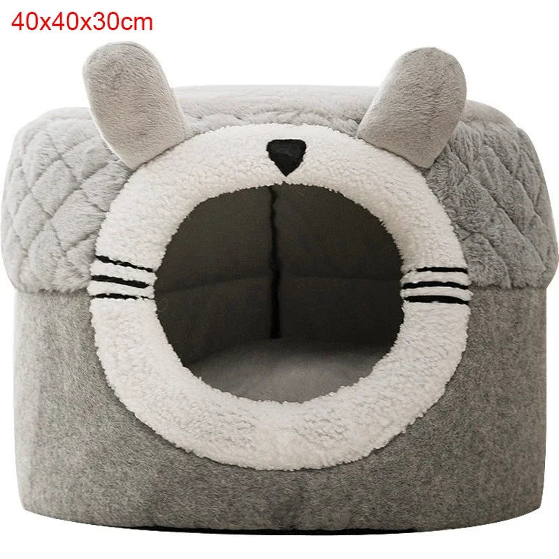 Indoor Warm Cat Dog House Soft Pet Tent Cave Bed Deep Sleep Cat Kennel with Removable Cushion for Kitten Puppy Comfortable Bed